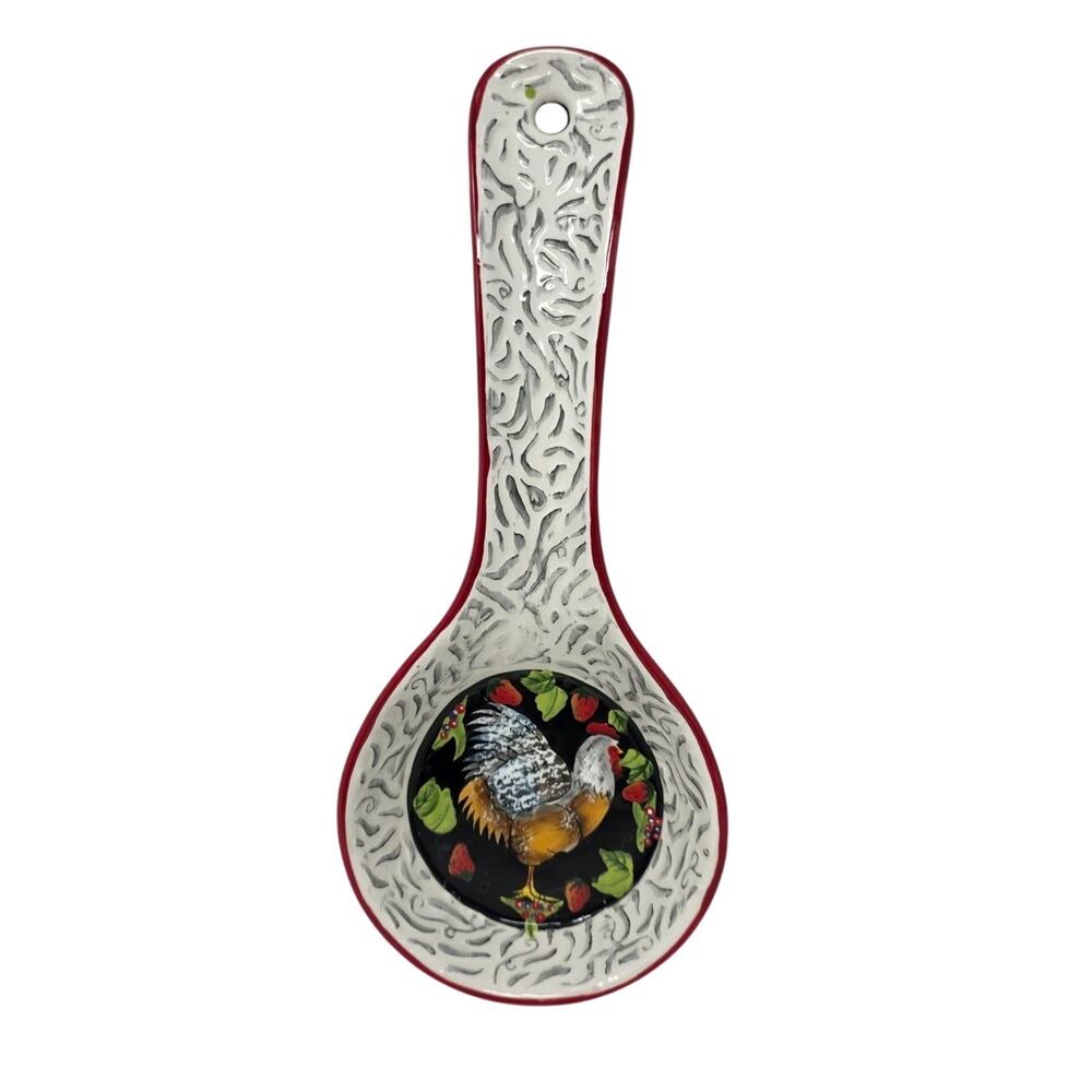Vintage Bella Casa Ganz Rooster Spoon Rest Farmhouse Country Kitchen Decor